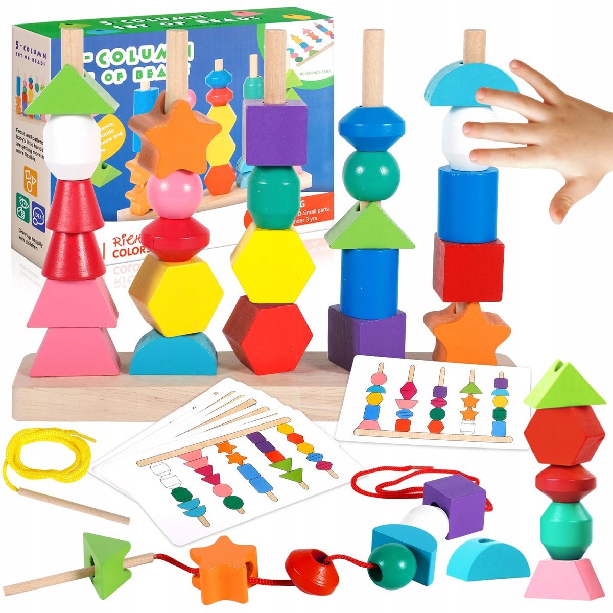 ZZQVIP Kolorowe Montessori Zabawki Drewniane Dla Dzieci 3-9 Lat