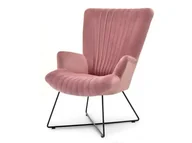 Fotele - Kobiecy Fotel Do Salonu Z Przeszywanego Weluru Nell Pastelowy Róż - miniaturka - grafika 1