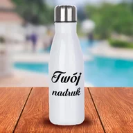 Butelki termiczne - Biała butelka metalowa 500 ml z dowolnym nadrukiem - miniaturka - grafika 1