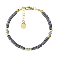 Bransoletki - Pozłacana damska bransoletka z subtelnymi srebrnymi hematytami - miniaturka - grafika 1