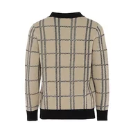 Swetry damskie - Caneva Damski kardigan z wyciętymi ramionami i dekoltem w serek, czarno-wełniany, w kratkę, rozmiar XS/S, Czarna wełna biała w kratkę, XS - miniaturka - grafika 1