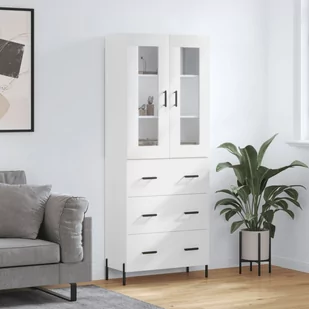 vidaXL Witrynka, biała, 69,5x34x180 cm, materiał drewnopochodny - Szafki nocne - miniaturka - grafika 1