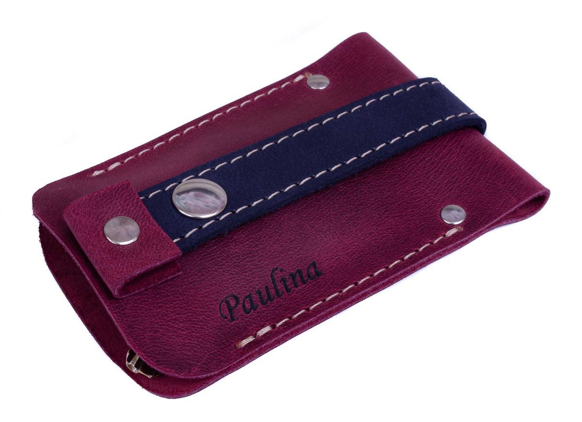 Skórzane etui na klucze kolor bordowy