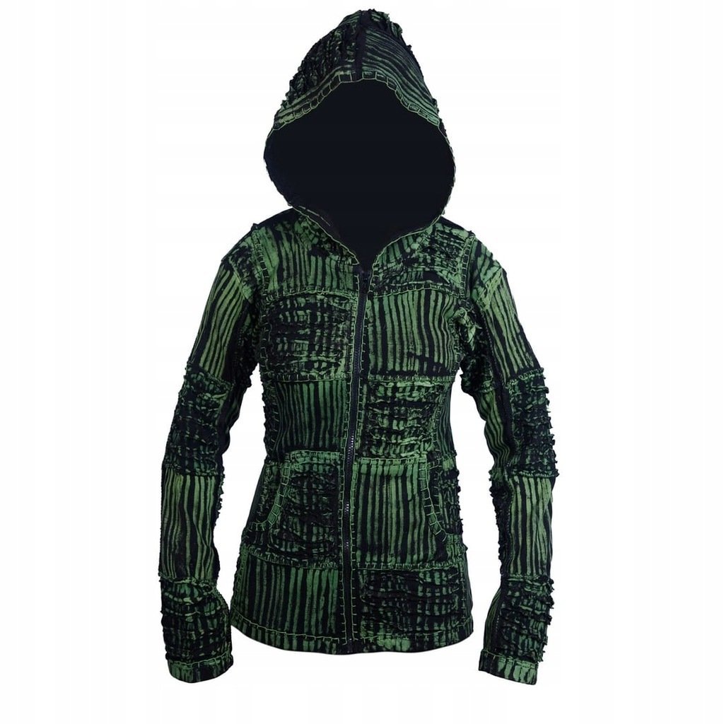 Ezhippie bluza damska Tiedye Razor Cut z kapturem boho etno M