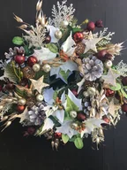 Ozdoby bożonarodzeniowe - Wianek bożonarodzeniowy biała poinsettia - miniaturka - grafika 1