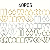 Inne - 60 sztuk Wklęsłych Romboidalnych, Kwadratowych, Księżycowych i Kropli Wody Charmsów, Idealnych do Wyrobu Naszyjników, Kolczyków i Breloków - miniaturka - grafika 1