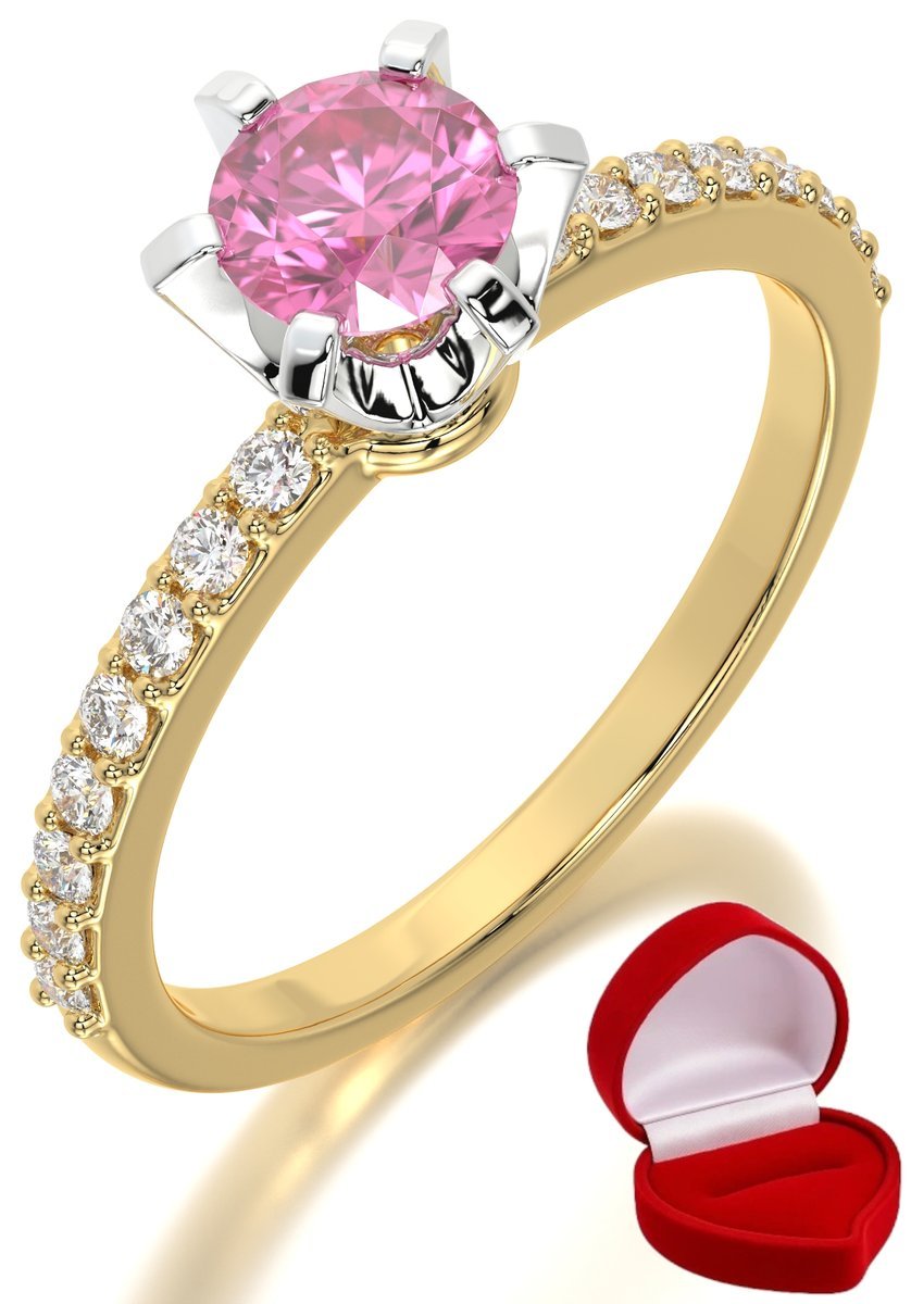 ZŁOTY PIERŚCIONEK ZARĘCZYNOWY 585 14k SZAFIR 0,50 ct + PUDEŁKO R15