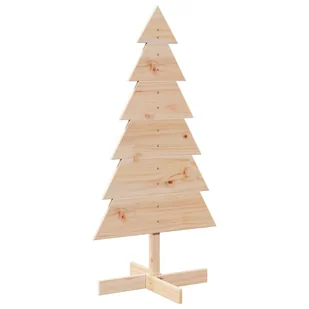 vidaXL Drewniana choinka do udekorowania, 120 cm, lite drewno sosnowe - Choinki - miniaturka - grafika 1