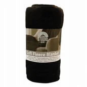 Koce - KOC Z POLARU 130x160cm polarowy lekki CZARNY - miniaturka - grafika 1