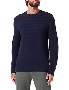 Swetry męskie - Hackett London Men's HBONE Texture Crew sweter męski, granatowy, M (DE) - grafika 1