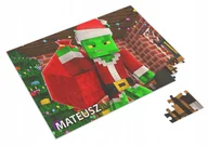 Puzzle - Puzzle MINECRAFT ŚWIĄTECZNE A3 252 el z Nadrukiem Twoje IMIĘ + Pudełko - miniaturka - grafika 1
