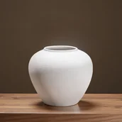 Rękodzieło - TEMU 1 Szt. Wykwintna Matowa Biała Ceramika Wazon Z Minimalistycznym Wyglądem - Idealny Do Salonu, Biura, Sypialni I Dekoracji Balkonu. Idealny - miniaturka - grafika 1