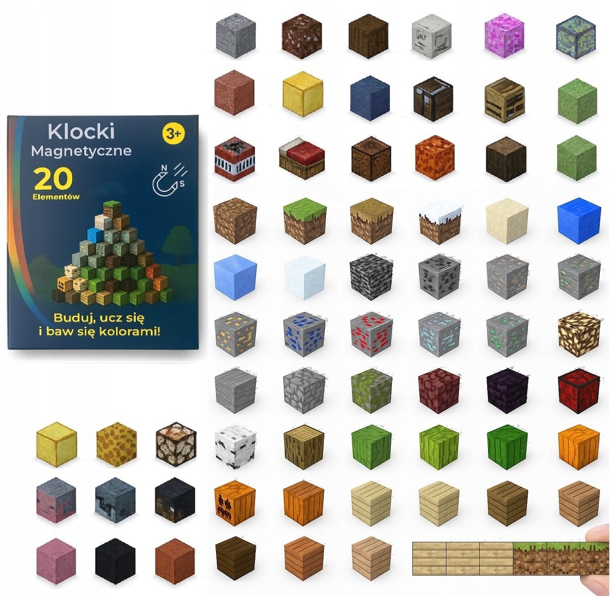 Klocki magnetyczne dla dzieci – świat kostek, 20 elementów (B032)