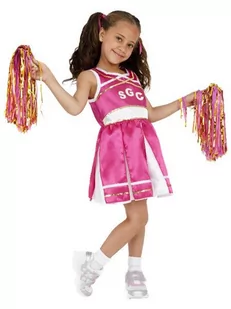 SMIFFYS Kostium dzieci Cheerleader, sukienka i pompony, rozmiar: L, 38645, large, Rosa 38645L - Stroje karnawałowe - miniaturka - grafika 1