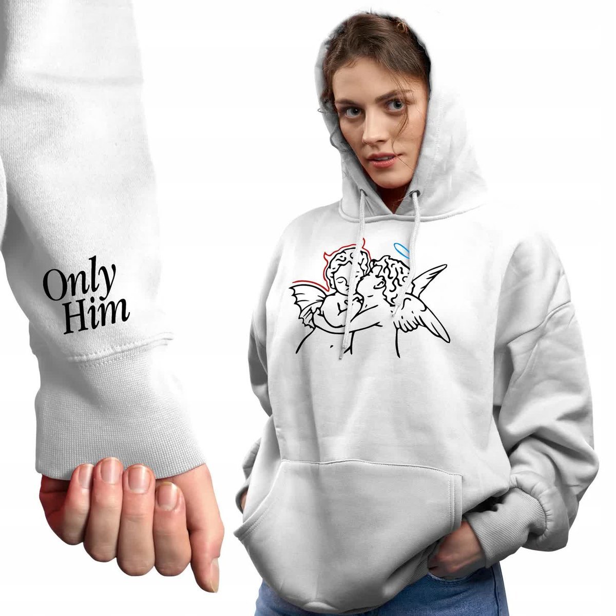 Modna BLUZA Damska z KAPTUREM ONLY HIM Angels Wiele Różnych Wzorów - XL