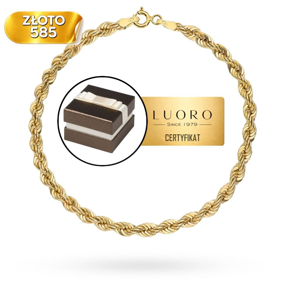 Bransoletka złota 585 14K splot korda 18 cm delikatna luksusowa