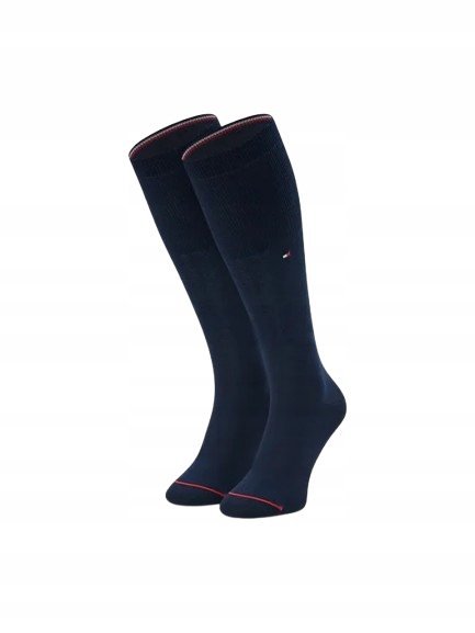 Tommy Hilfiger Granatowe Podkolanówki Bawełniane Z Płaskim Szwem 39-42 J2A