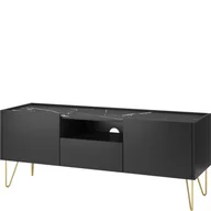 Szafki RTV - Szafka RTV144 Harmony Piaski Meble Czarny Grafit U12007 Struktura Natural Wood, Marmur Black Royal S63052 - miniaturka - grafika 1