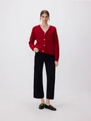 Swetry damskie - Reserved - Wełniany kardigan - czerwony - miniaturka - grafika 1