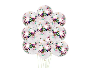Balony przezroczyste z kolorowym konfetti - 30 cm - 5 szt. - Balony i akcesoria - miniaturka - grafika 1