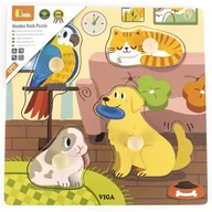 Układanki dla dzieci - VIGA Drewniane Puzzle z Pinezkami Zwierzęta Domowe - miniaturka - grafika 1
