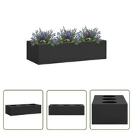 Donice - The Living Store Doniczka do biura - antracytowa - 90x40x23 cm - stalowa - Skrzynka Na Rośliny - miniaturka - grafika 1