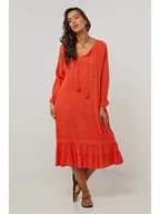 Sukienki - Le Monde du Lin Lniana sukienka w kolorze pomarańczowym - miniaturka - grafika 1