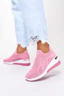 Slip on damskie - Różowe buty sportowe na koturnie slip on Casu 41-3-22-P - miniaturka - grafika 1