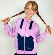 Bluzy dla dziewczynek - Rozpinana bluza z kapturem dla dziewczynki, z kotem, różowa, 3-8 lat - miniaturka - grafika 1