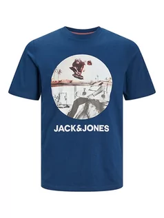 Koszulki męskie - Jack & Jones Koszulka w kolorze niebieskim - grafika 1