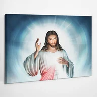 Ikony i obrazy sakralne - Portret Jezus Miłosierny - obraz polycanvas, 80x60 - miniaturka - grafika 1