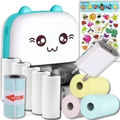 Drukarki kart i etykiet - Mini Drukarka Termiczna Dzieci Kot Zdjęcia Notatki + 10 ROLEK PAPIERU + ŁADOWARKA + NAKLEJKI - miniaturka - grafika 1
