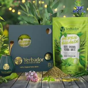 ZESTAW STARTOWY YERB MATE - BOMBILLA + MATERO + YERBA ZIOŁOWY BALANS - Yerba Mate - miniaturka - grafika 1