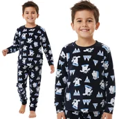 Piżamy chłopięce - CIEPŁA, dwuczęściowa piżama dla chłopca z długim rękawem, POLAROWA piżamka YETI 2-3 lata 98cm - sarcia.eu - miniaturka - grafika 1