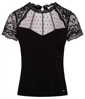 Koszulki i topy damskie - Morgan Damska koszulka z krótkim rękawem z koronką DCHAIN czarna TXS, czarny, XS - grafika 1