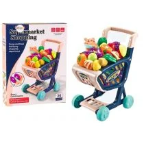 Wózek sklepowy dla dzieci + warzywa granatowy Leantoys - Zabawy w naśladowanie dorosłych - miniaturka - grafika 1