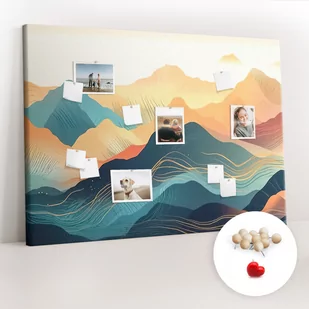 Wielka Tablica Korkowa 100x140 cm z grafiką - Krajobraz górski + Drewniane Pinezki - Tablice i flipcharty - miniaturka - grafika 1