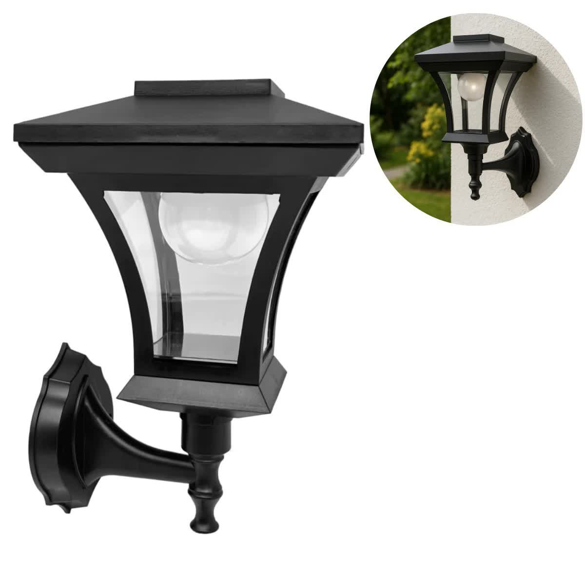 Kinkiet ogrodowy solarny LED czarny w stylu angielskim TIRANA 330918 POLUX-GOLDLUX