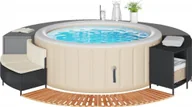 Baseny ogrodowe - Jacuzzi ogrodowe vidaXL Obudowa do basenu/spa, czarny polirattan i lite drewno akacjowe - miniaturka - grafika 1