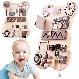 TABLICA MANIPULACYJNA Sensoryczna LULILO MISIAO | miś | drewniana| brązowa | - Zabawki sensoryczne - miniaturka - grafika 1