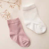 Skarpetki dla dzieci - Skarpetki dla noworodka bambusowe 2-pak - perłowy-pudrowy róż - miniaturka - grafika 1