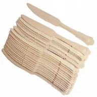 Dekoracje i nakrycia stołu na imprezę - Sztućce jednorazowe nóż drewniany Vintage 50szt - miniaturka - grafika 1