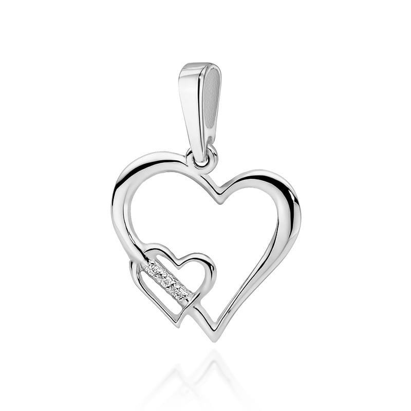 Złota zawieszka / wisiorek z diamentami białe złoto pr. 585