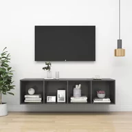Szafki RTV - vidaXL Wisząca szafka TV szara 37x37x142,5 cm płyta wiórowa 805491 - miniaturka - grafika 1