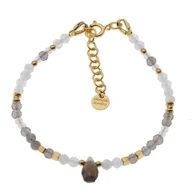 Bransoletki - Skorulski Jewellery, Bransoletka, Kwarc Dymny, Kamień Księżycowy, mix kamieni i srebro złocone - miniaturka - grafika 1