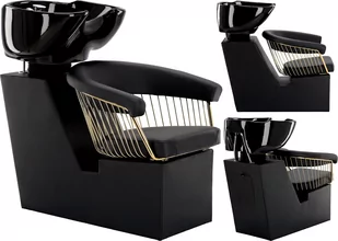 Myjnia myjka fryzjerska barberska Zoe Gold do salonu fryzjerskiego barberskiego ruchoma misa ceramiczna armatura bateria słuchawka - Myjki fryzjerskie - miniaturka - grafika 1