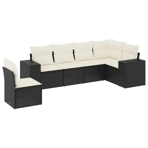 Zestaw Wypoczynkowy z Rattanu PE, Czarny, 62x62x69 cm, 55x62x69 cm, 83x62x6