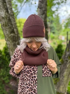 Bawełniany mały komin Brąz - Apaszki i szaliki damskie - miniaturka - grafika 1