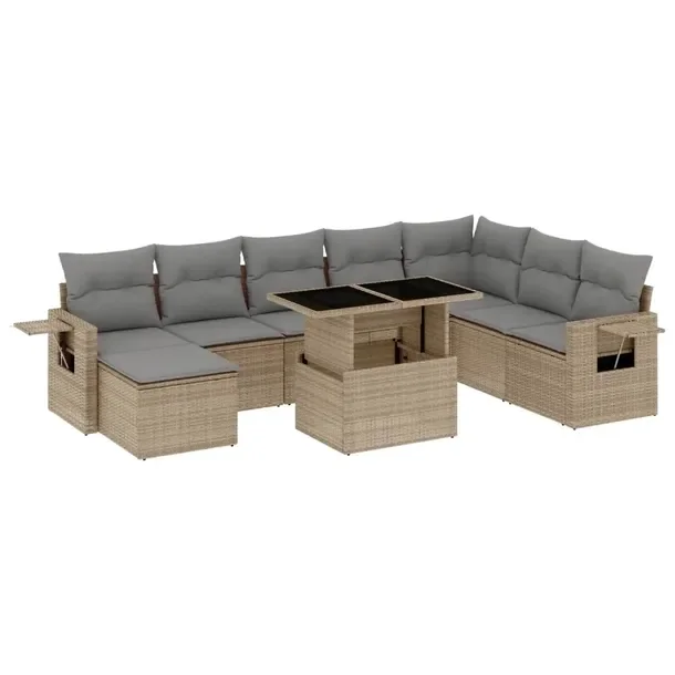Zestaw mebli ogrodowych modułowych z rattanu PE beżowy 62 x 62 x 69 cm