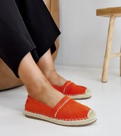 Espadryle damskie - Pomarańczowe espadryle z cyrkoniami Abia-38 - miniaturka - grafika 1
